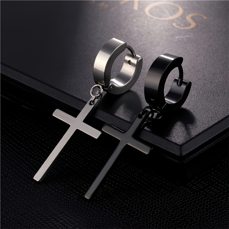 Men's Stainless Steel Cross Ear Clips